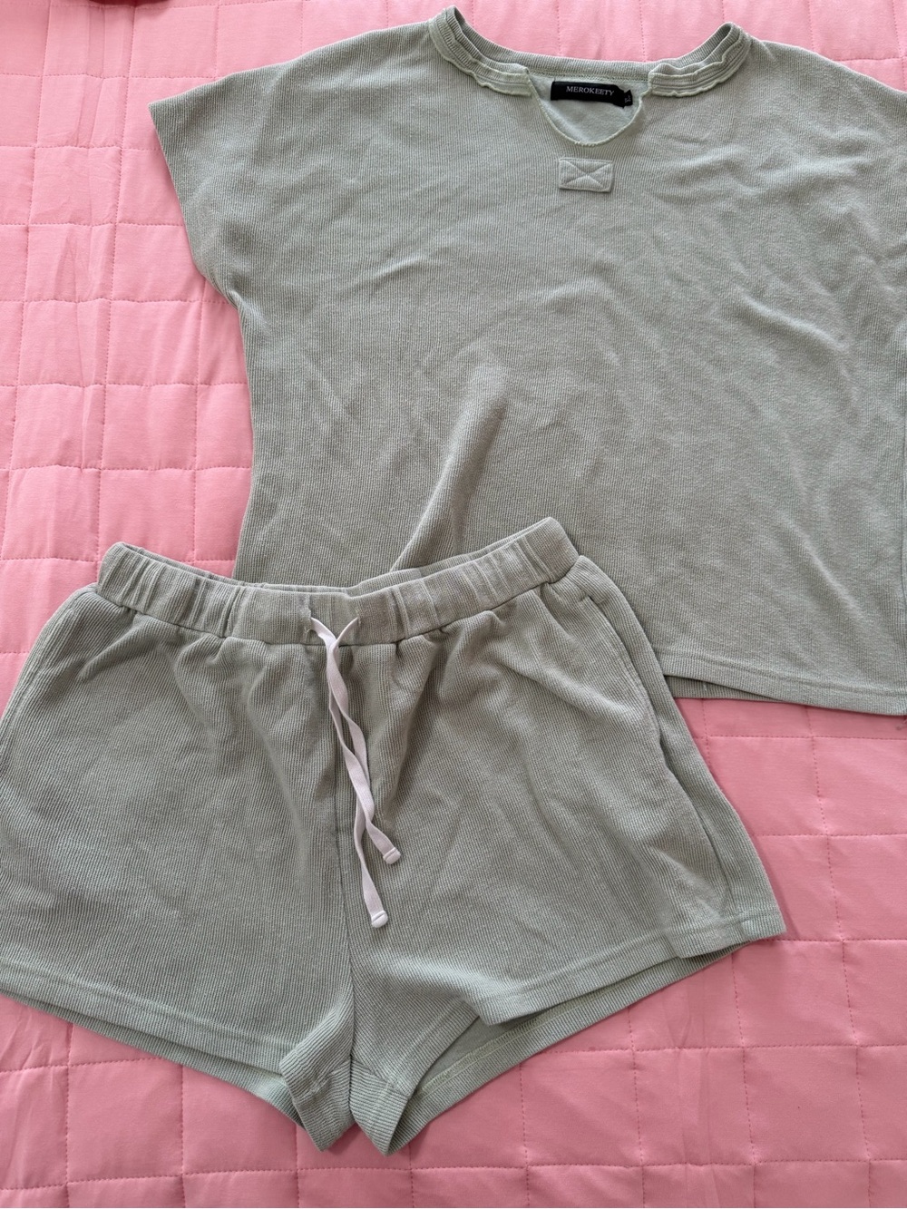 Sage Green Lounge Top & Shorts Set